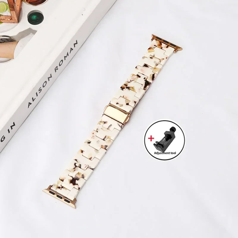 Luxury Resin band for Apple Watch Ultra 2 band 49mm 45mm 41mm 40mm 44mm 38mm 42mm Link band Apple Watch Series 9 7 8 6 SE 5 4 3