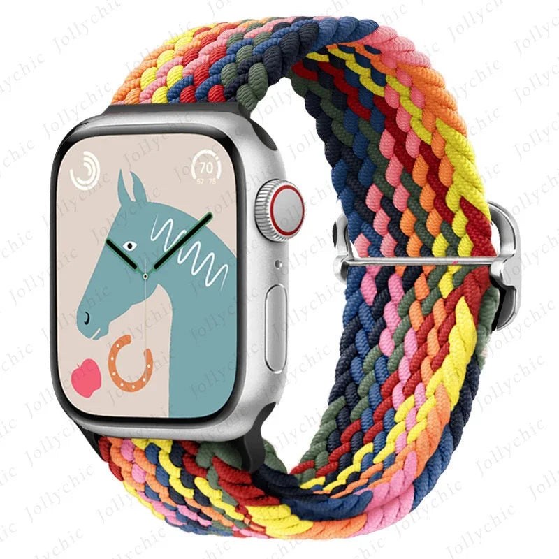 Braided Solo Loop band For Apple Watch Ultra 2 band 49mm 44mm 40mm 45mm 41mm 42mm 38mm band Apple Watch Series 9 8 7 6 SE 3