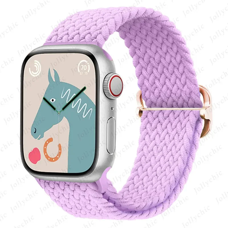Braided Solo Loop band For Apple Watch Ultra 2 band 49mm 44mm 40mm 45mm 41mm 42mm 38mm band Apple Watch Series 9 8 7 6 SE 3