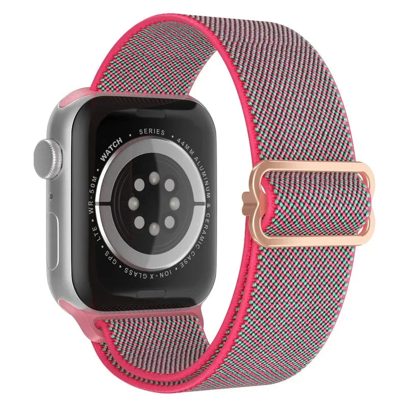 Bohemian Nylon band for Apple Watch Ultra 2 49mm 42mm 45mm 38mm 40mm 41mm 44mm Elastic Shiny band Apple Watch Series 10 9 8 7 6 5 4 3 SE