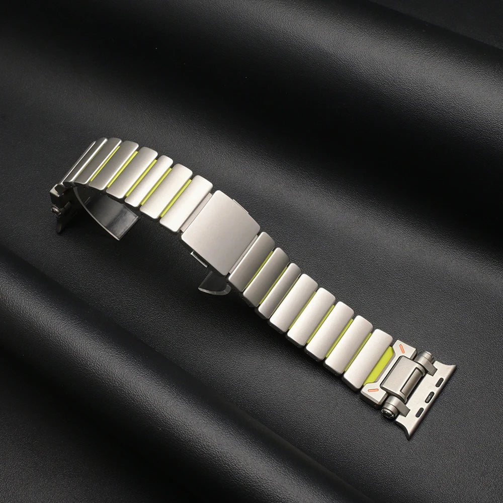 Magnetic Titanium band for Apple Watch Ultra 3 2 49mm Rubber Men band For Apple Watch 11 10 46mm 9 8 7 6 5 4 SE3 44mm 45mm band