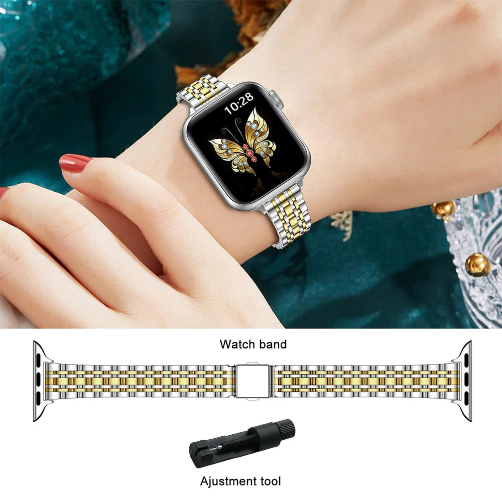 For Apple Watch 10 11 46mm band metal Wristband Lady band For Apple Watch 9 8 7 Ultra 49mm 44mm 45mm band Women Business Watchband