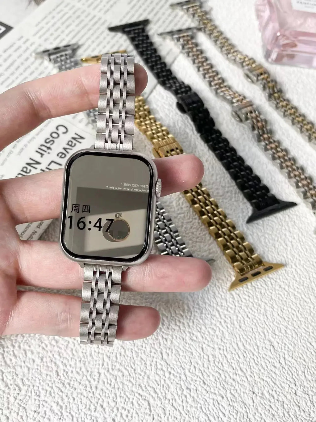 Women Slim metal band For Apple Watch 8 7 41mm 45mm Stainless Steel band Apple Watch Ultra 49mm 6 5 4 3 SE2 44mm 40mm 42mm Band