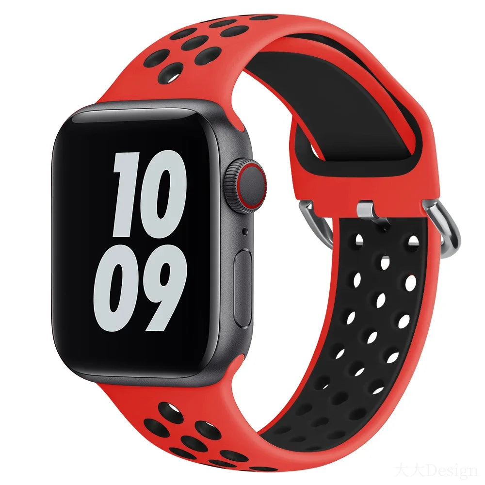Silicone band For Apple Watch 6 5 4 SE 44mm 40mm 10 9 8 7 41mm 42mm 45mm 46mm Sport wristband Apple Watch Ultra 2 49mm band