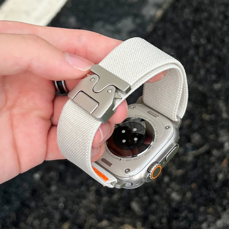 Nylon band for Apple Watch band Ultra 2 49mm 10 9 8 7 46mm 44mm 42mm 45mm 41mm Braided Elastic band for Apple Watch Series 6 SE