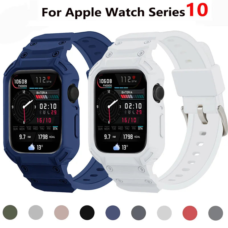 For Apple Watch Series 10 46mm 42mm Sport Protective Replacement Wristband Apple Watch Series 10 Retrofits band Case One piece