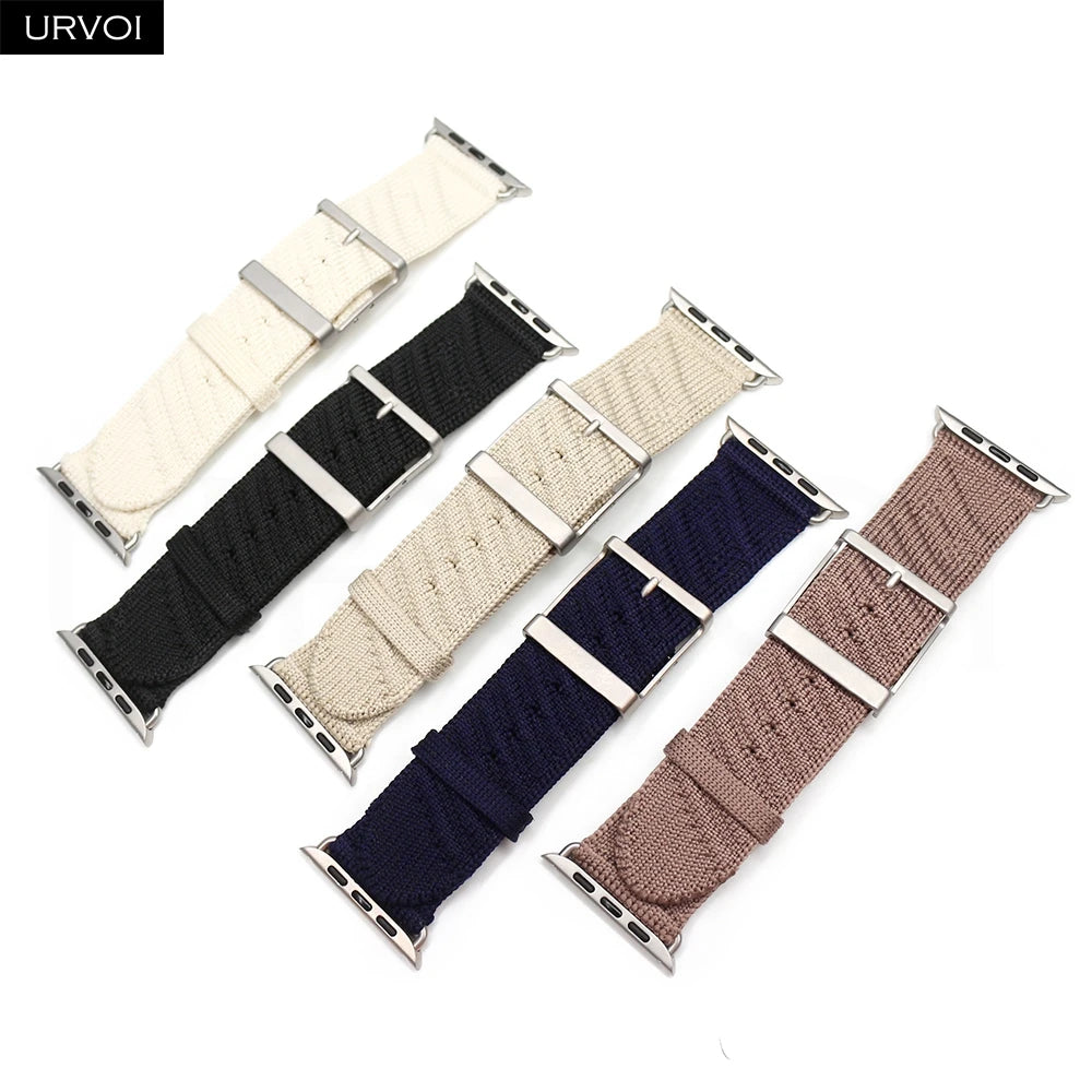 URVOI En Mer band for Apple Watch Ultra 3 2 Series 11 Sport band Orange Gris Titane ocean waves pattern Polyamide Custom Buckle
