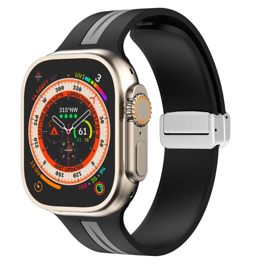Magnetic buckle band For Apple Watch Ultra 2 band 49mm 44mm 40mm 45mm 41mm 38mm Silicone band Apple Watch Series 7 3 6 5 SE 8 9