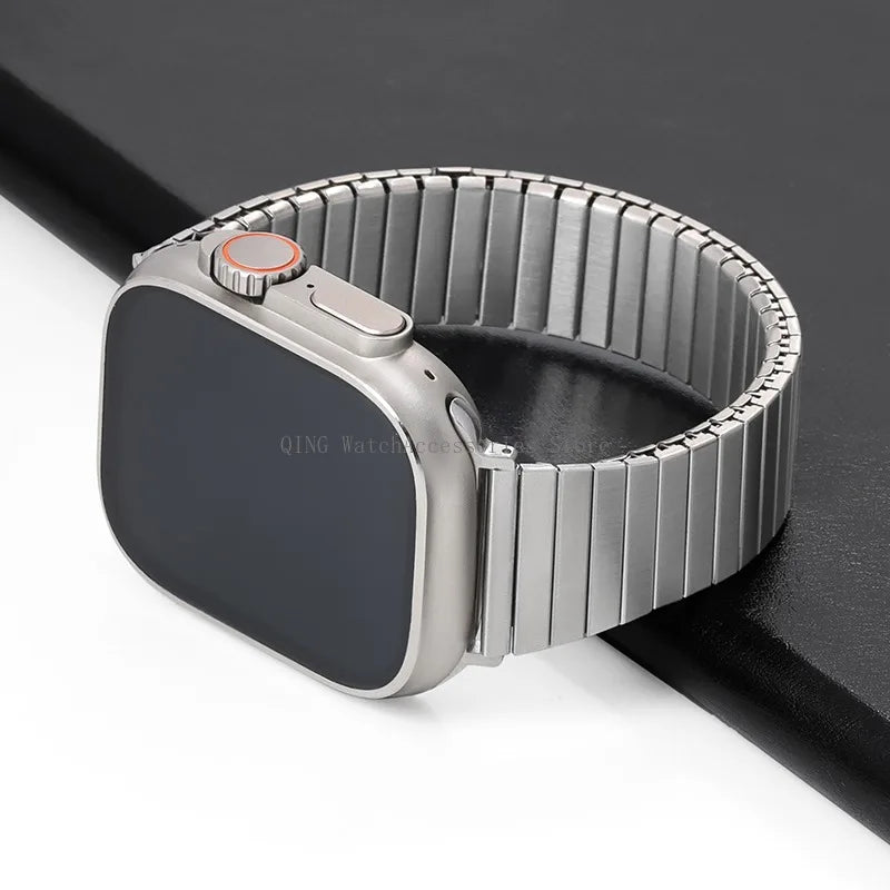for Apple Watch band 40mm 44mm 45mm 41mm Slim metal Elastic Stretch watch band Bracele band for Apple Watch 7 6 SE 5 4 8 49mm 42mm 38mm