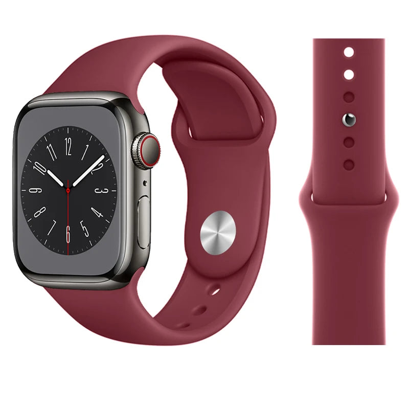 Silicone band For Apple Watch band 45mm 46mm 44mm 41mm 40mm 42mm Sport Correa band Apple Watch Series 11 10 SE 9 8 7 6 5 Ultra 3