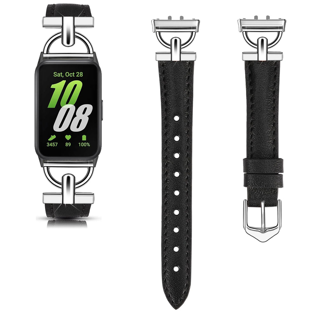 Samsung Galaxy Fit 3 Metal+Leather Strap for Samsung fit 3 Smart Watch Accessories Wristband for Galaxy Fit 3 Bracelet Belt