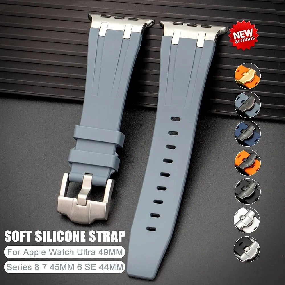 Silicone For Apple Watch Ultra 49mm sport Rubber band For Apple Watch 8 7 6 5 4 SE 42mm 44mm 45mm 41mm 40mm 38mm band