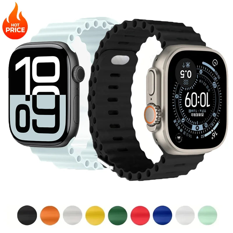Ocean band For Apple Watch Ultra 2 3 band 49mm 9 8 7 45mm 41mm 44mm Silicone band Wristband Apple Watch S10 S11 46mm 42mm band