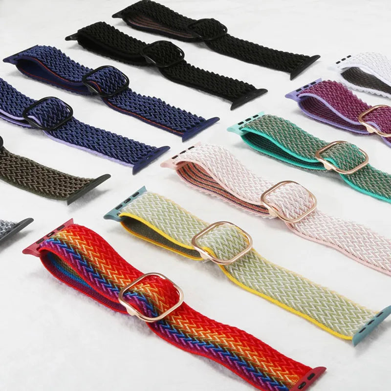 Elastic band for Apple Watch Series 10 9 8 7 6 5 4 SE Ultra 2 49mm 46mm 42mm 41mm 45mm 40mm 44mm Nylon loop band Apple Watch Band