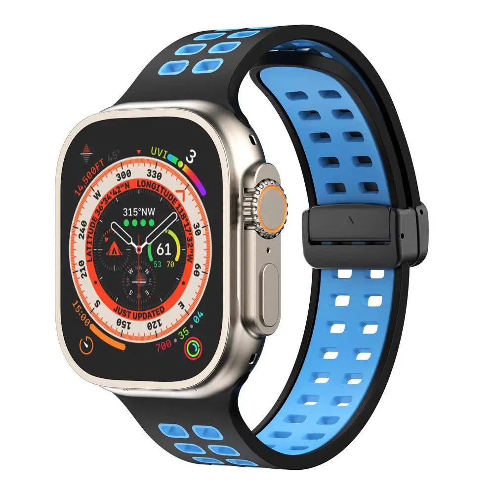 Magnetic buckle band For Apple Watch Ultra 2 band 49mm 44mm 40mm 45mm 41mm 38mm Silicone band Apple Watch Series 7 3 6 5 SE 8 9