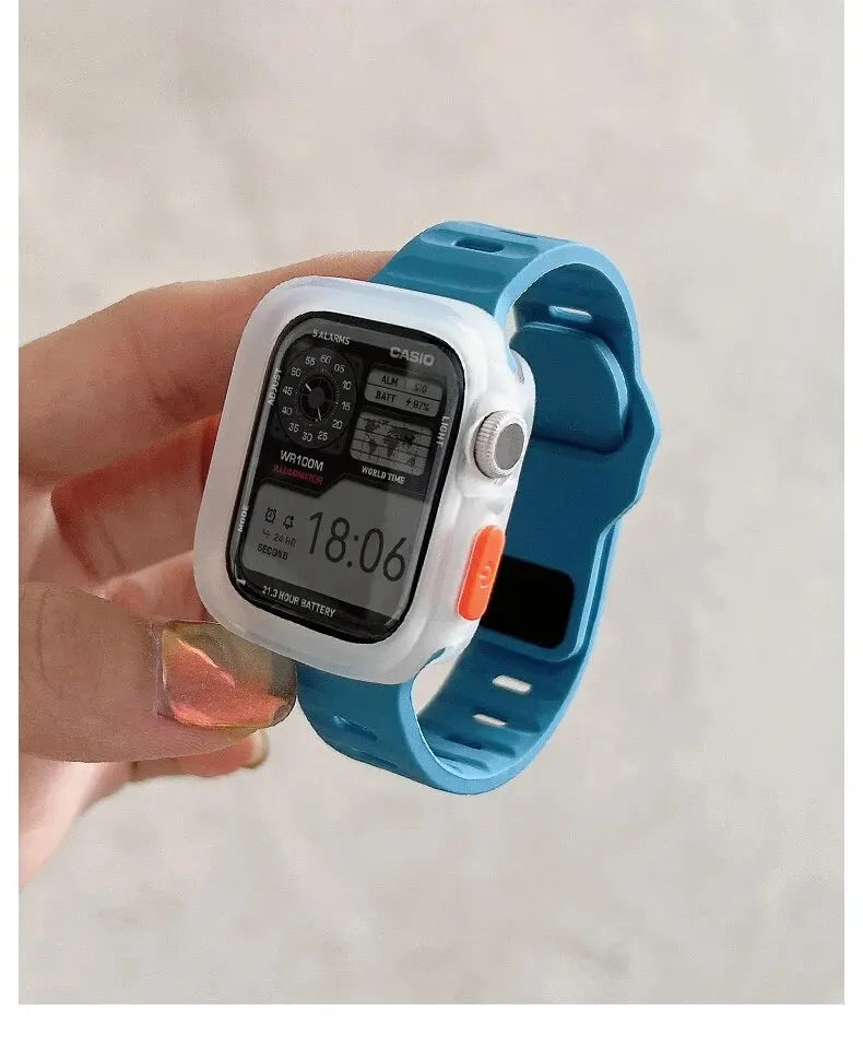 Candy Silicone Case+ band For Apple Watch Series 9 45mm band 8 7 42mm 41mm SE 6 5 4 3 2 1 44mm 40mm 38mm Apple Watch Ultra 2 49mm