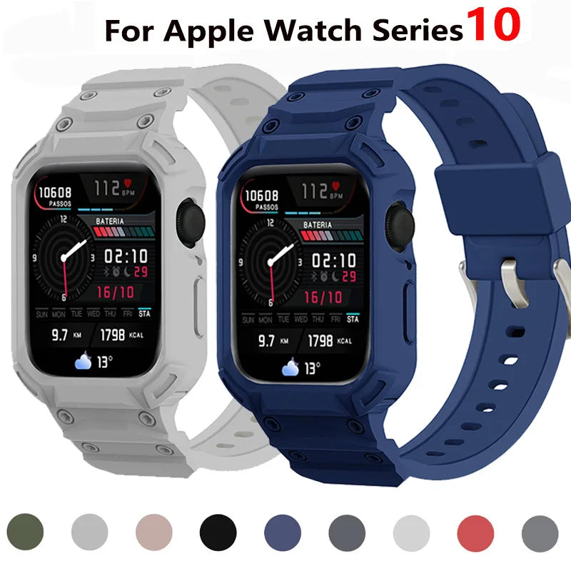 For Apple Watch Series 10 46mm 42mm Sport Protective Replacement Wristband Apple Watch Series 10 Retrofits band Case One piece