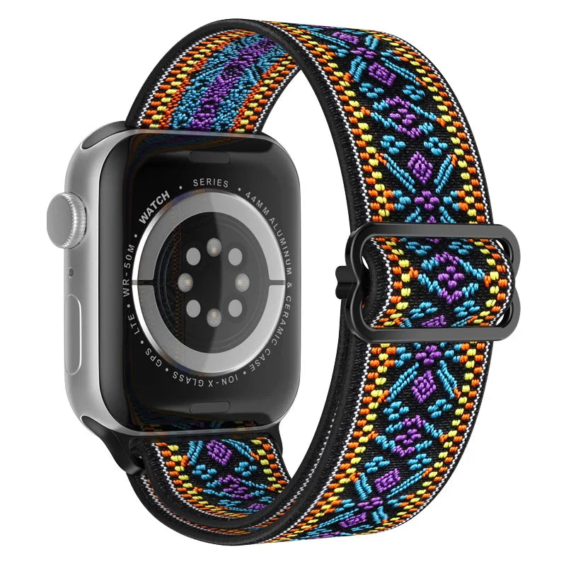 Nylon Elastic Solo Loop for Apple Watch Ultra 49mm band 45mm 44mm 46mm 41mm Scrunchie Adjustable band Apple Watch serie 6 7 8 9 10