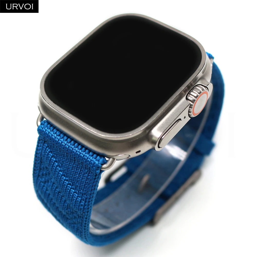URVOI En Mer band for Apple Watch Ultra 3 2 Series 11 Sport band Orange Gris Titane ocean waves pattern Polyamide Custom Buckle