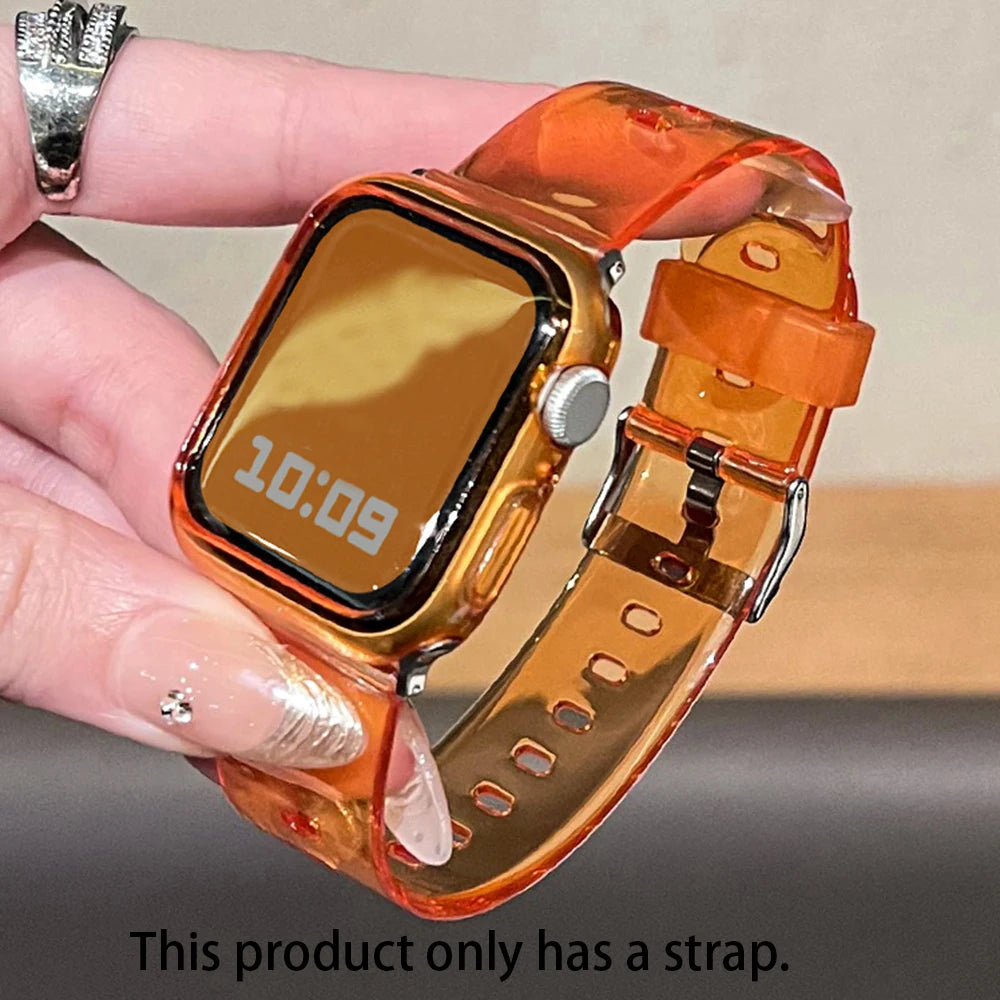 Silicone band For Apple Watch band 49mm 46mm 42mm 40mm 42mm 45mm 41mm 44mm 38mm Glacier Jelly Clear band For Apple Watch Series 10 9 8 Ultra