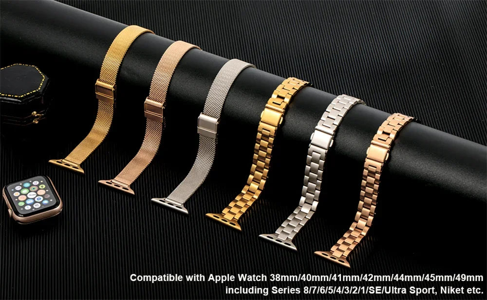 Thin band for Apple Watch band 45mm 44mm 41mm 40mm 42mm 38mm 49mm Stainless Steel metal band Apple Watch Series 10 9 8 3 Ultra 7 6 SE