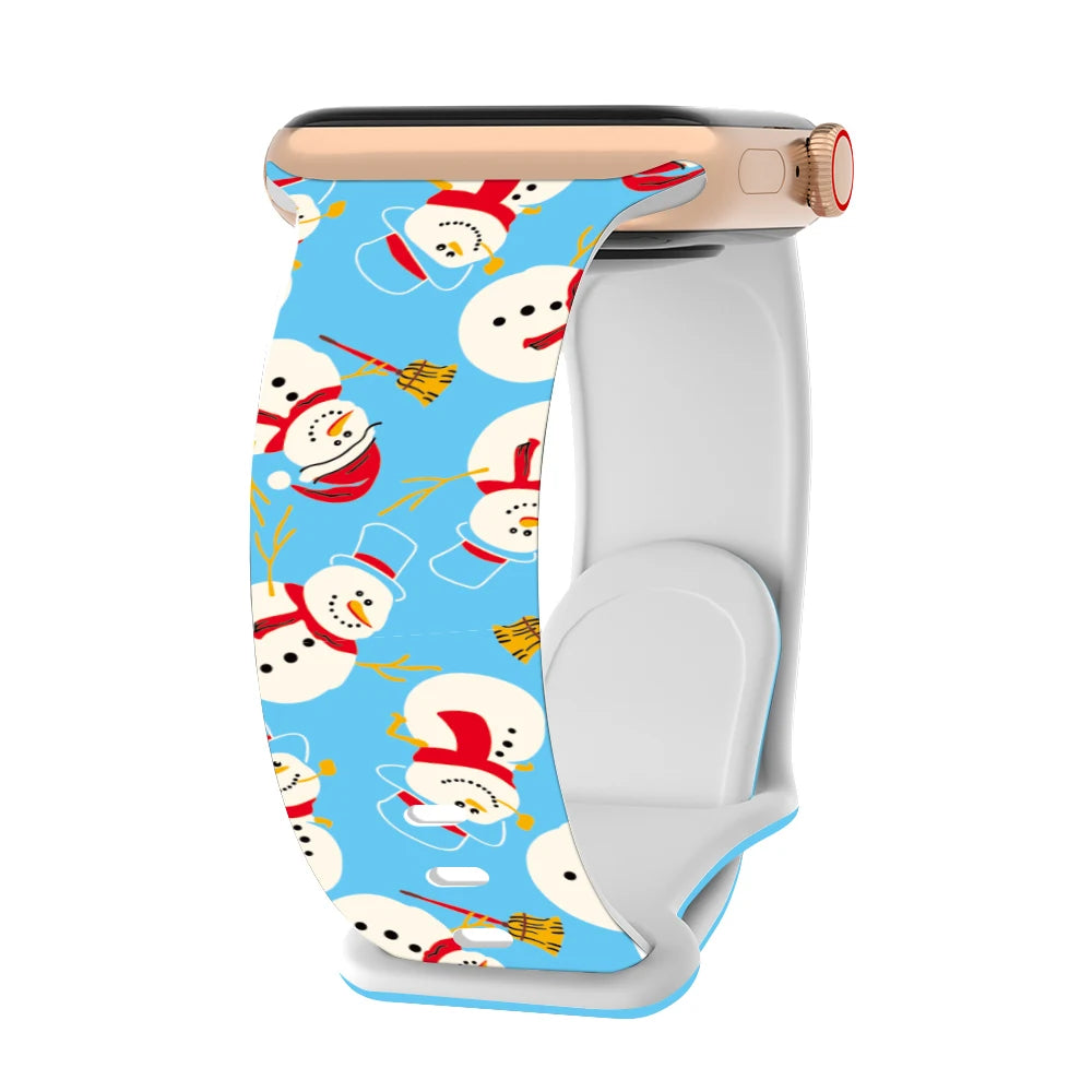 Silicone Christmas band for Apple Watch band 46mm 41mm 42mm 44mm 45mm 49mm Sport band for Apple Watch 11 10 9 8 7 6 5 SE Ultra 3