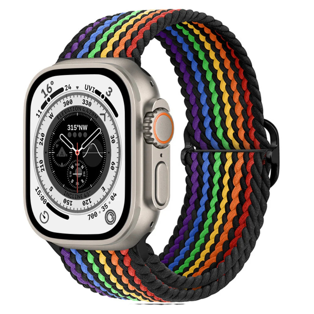 Braided Nylon band For Apple Watch Ultra 49mm 46mm 45mm 44mm 42mm 41mm 40mm Elastic band Apple Watch 11 10 9 8 7 SE 4 5 6 Belt