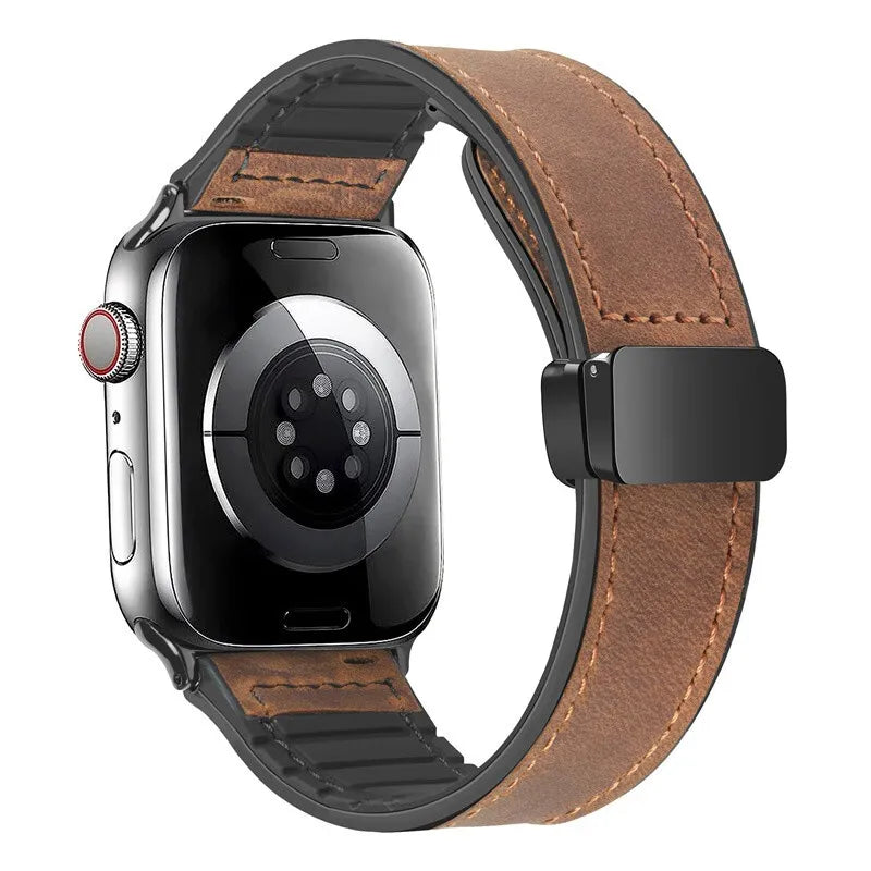 Leather Watch band For Apple Watch band 38mm 40mm 41mm 42mm 44mm 45mm 49mm Magnetic band Apple Watch Series 10 9 8 7 SE6 5 bands