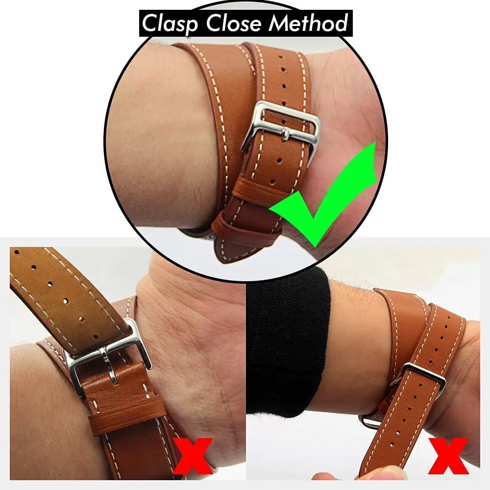 Double Tour band for Apple Watch band 45mm 41mm 44mm 40mm 42mm 38mm 49mm Leather band Apple Watch Series 5 3 SE 6 7 8 9 Ultra 2