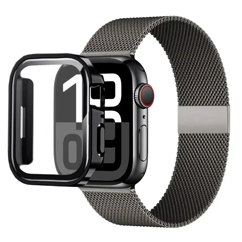 Milanese Loop band For Apple Watch Ultra 49mm band 44mm 40mm 41mm 45mm Gold Silver Leopard band +Case Apple Watch 9 8 7 6 5 4 3 SE