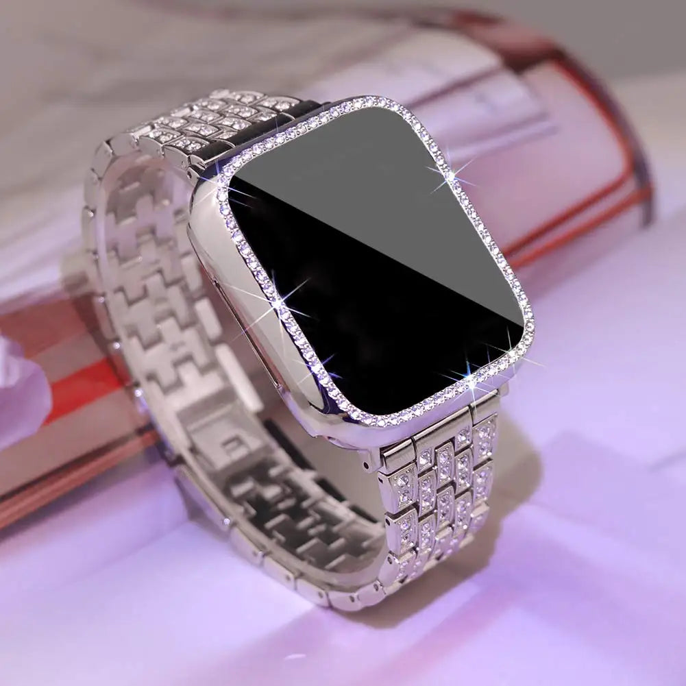 Diamond Band+cover for Apple Watch case Series 10 42mm 46mm 41mm 45mm band+Screen Protector+Bumper Apple Watch 9 8 7 6 5 4 40mm 44mm