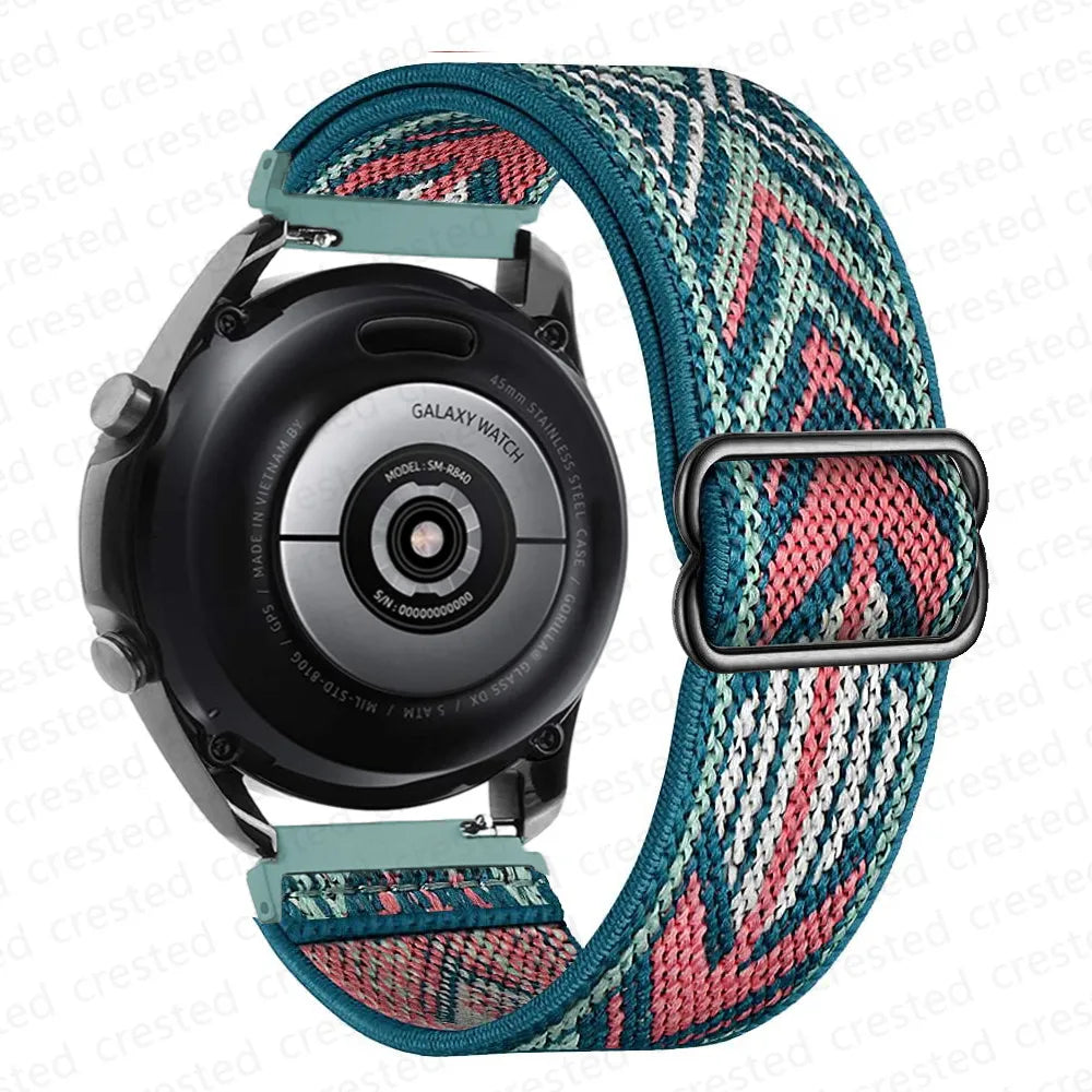 20mm 22mm strap For Samsung Galaxy watch 7/6/5 pro/4/classic/Active 2/Gear S3 Adjustable Nylon Elastic Huawei GT 2/4/3 Pro band