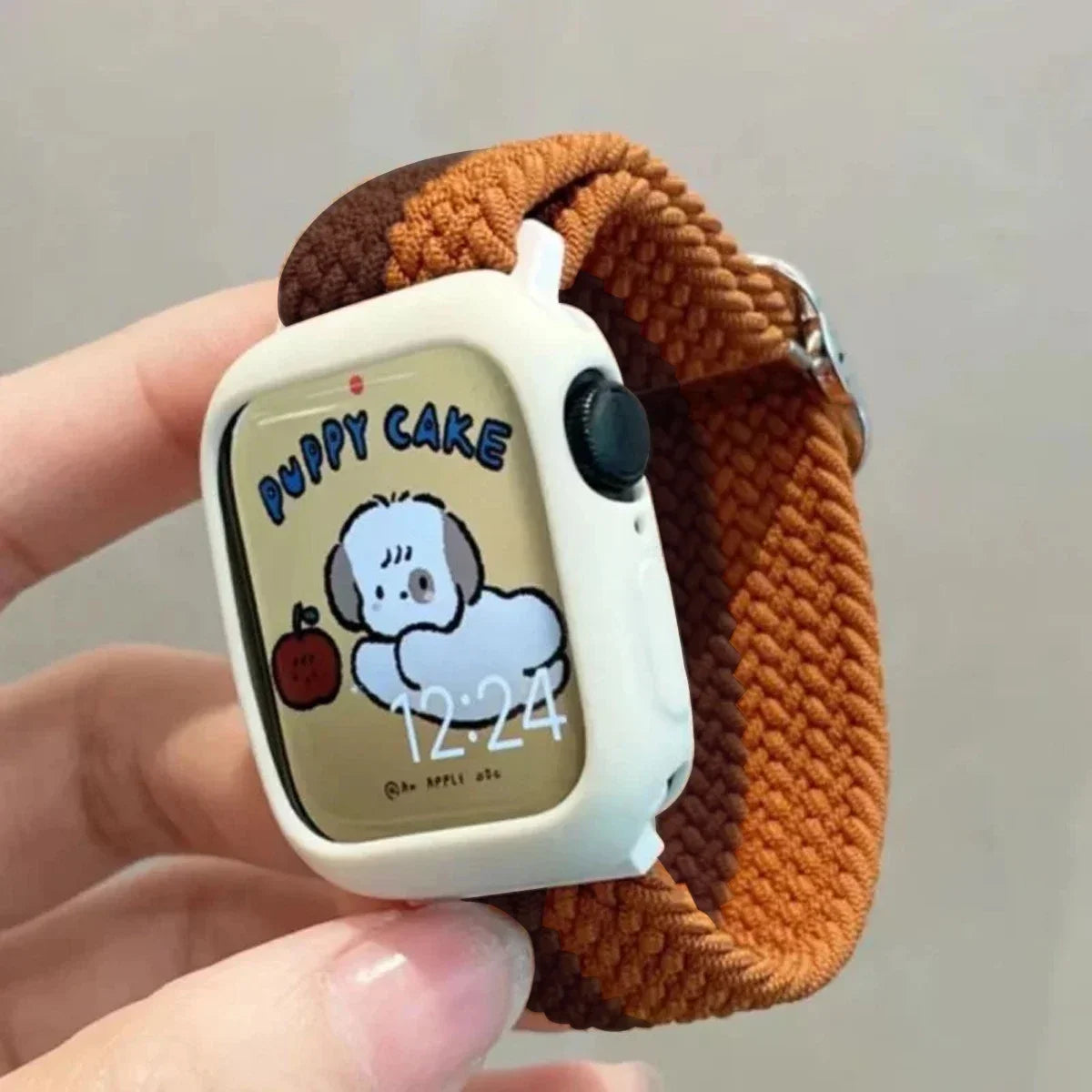 Korean Cute Braied band + Case For Apple Watch band 49mm 46mm 45mm 44mm 38mm 42mm Nylon band For Apple Watch Series 10 9 8 7 6 5 4 3 SE
