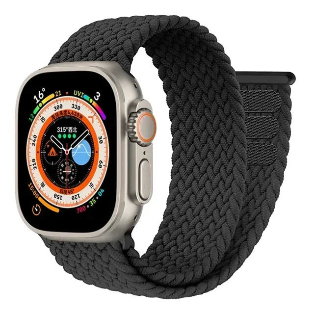 Braided Solo Loop For Apple Watch band 44mm 40mm 45mm 41mm 42mm Ultra 2 49mm correa band Apple Watch Series 9 7 3 5 SE 6 8 band