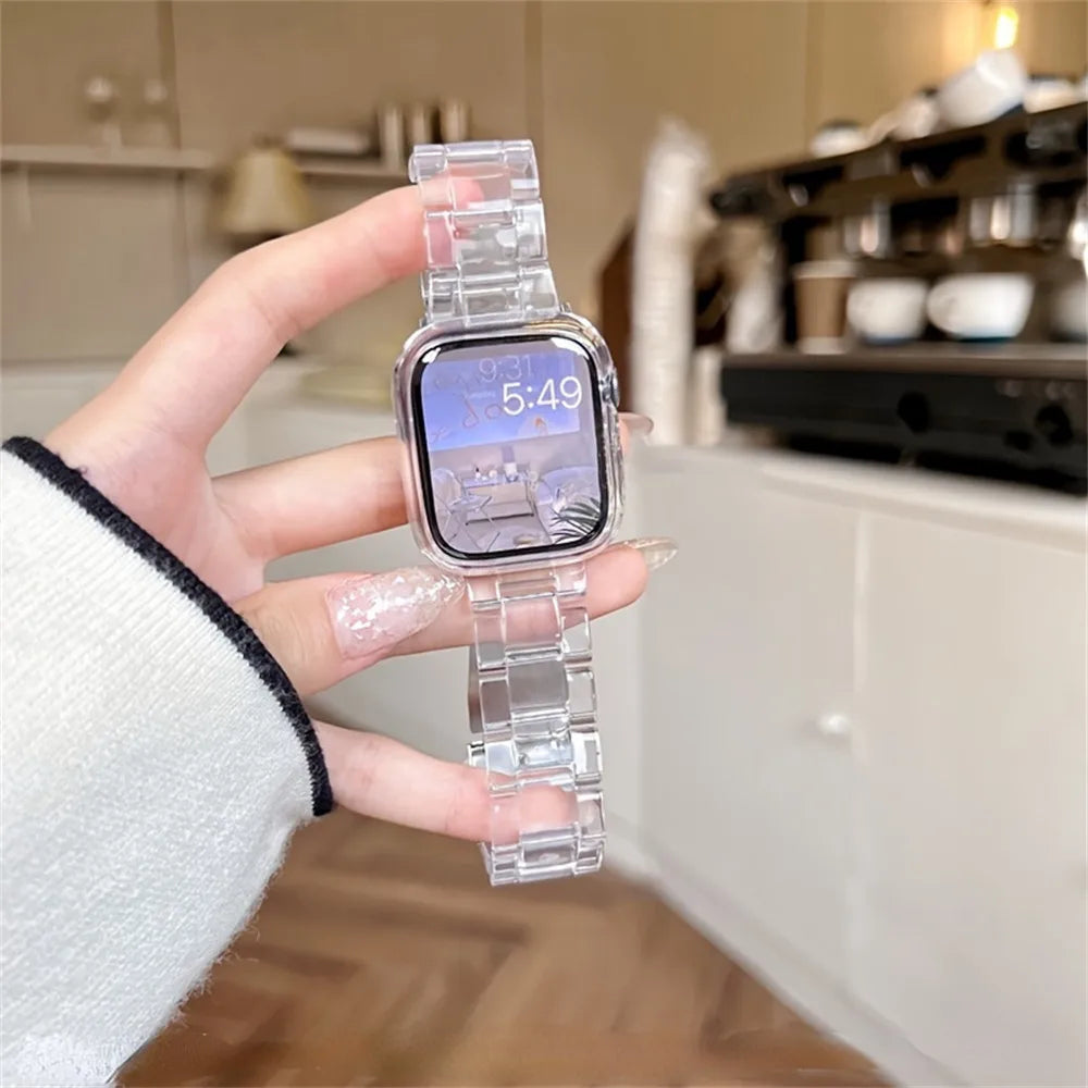 Transparent Link band for Apple Watch band 44mm Ultra 49mm 41mm 45mm 46mm 42mm glacier band Apple Watch Series 10 9 8 7 6 5 4 3