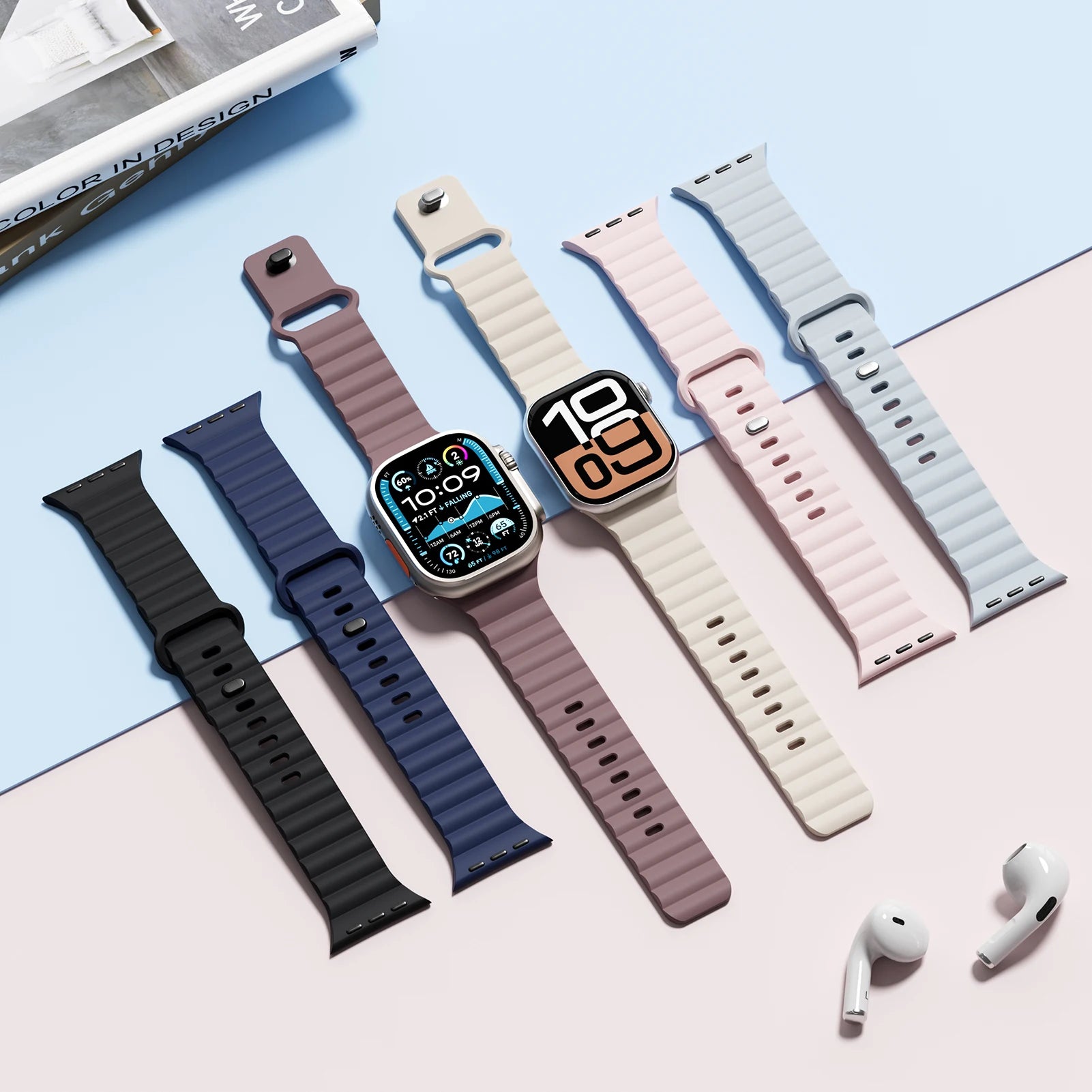 Sport Silicone band for Apple Watch band 44mm 40mm 46mm 41mm 49mm 42mm 45mm correas band Apple Watch Ultra 2 Series 10 9 8 7 SE