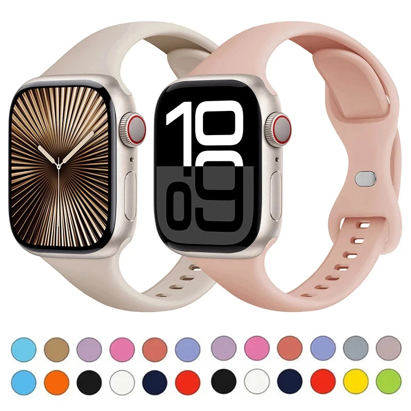 Slim Silicone band for Apple Watch band 44mm 40mm 41mm 45mm 38mm 42mm 49mm 46mm Apple Watch Series 10 9 8 7 SE 6 5 4 Woman band