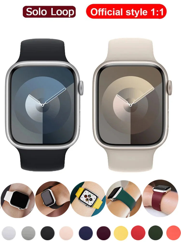 Solo loop for Apple Watch band 40mm 44mm 45mm 41mm 42mm 49mm 38mm Elastic band Apple Watch Series 3 SE 5 4 6 7 8 9 Ultra 2 band