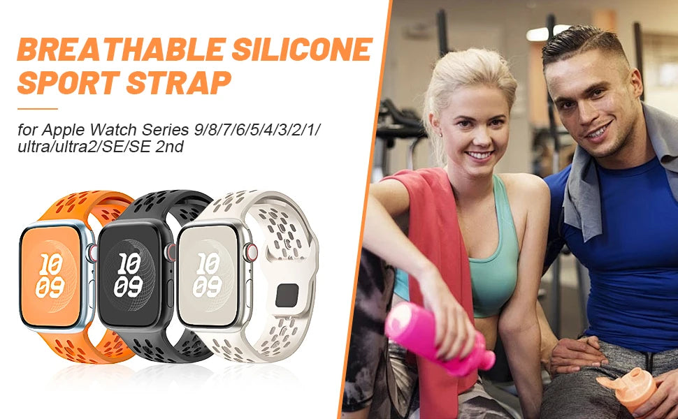 Sport Silicone For Apple Watch band 44mm 45mm 49mm 40mm 41mm 38mm 45mm correa band Apple Watch Series 9 8 7 6 5 SE Ultra 2 band