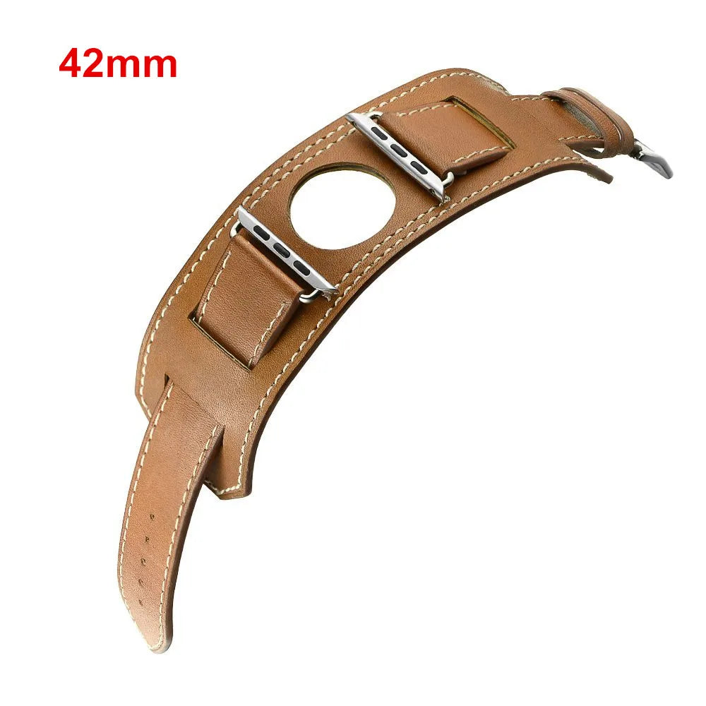 Cuff band for Apple Watch band 44mm 45mm 40mm 49mm 41mm 42mm 38mm Leather watch band Apple Watch Series 9 8 7 5 SE 6 Ultra 2 band