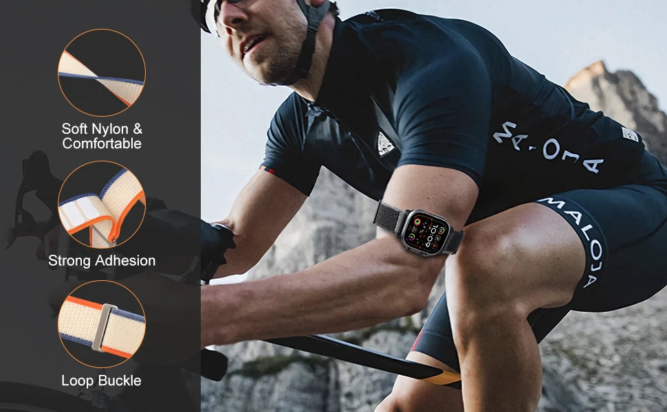 Trail Loop For Apple Watch band Ultra 2 49mm 44mm 40mm 41mm 45mm 38mm Nylon Armband Ankle band Apple Watch Series 9876 SE S10 42mm 46mm