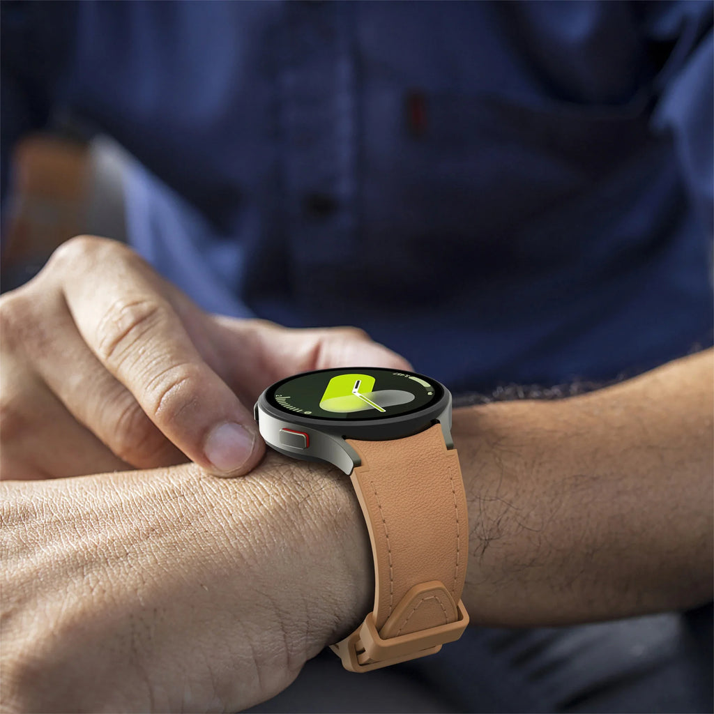 Silicone+Leather Strap for Samsung Galaxy Watch 7 6 5 4 FE 40mm 44mm No Gap Bracelet Band Watch 6 4 Classic 43/47mm 42/46mm Belt