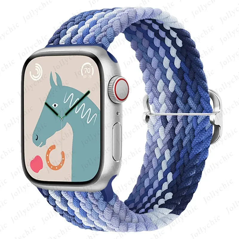 Braided Solo Loop band For Apple Watch Ultra 2 band 49mm 44mm 40mm 45mm 41mm 42mm 38mm band Apple Watch Series 9 8 7 6 SE 3