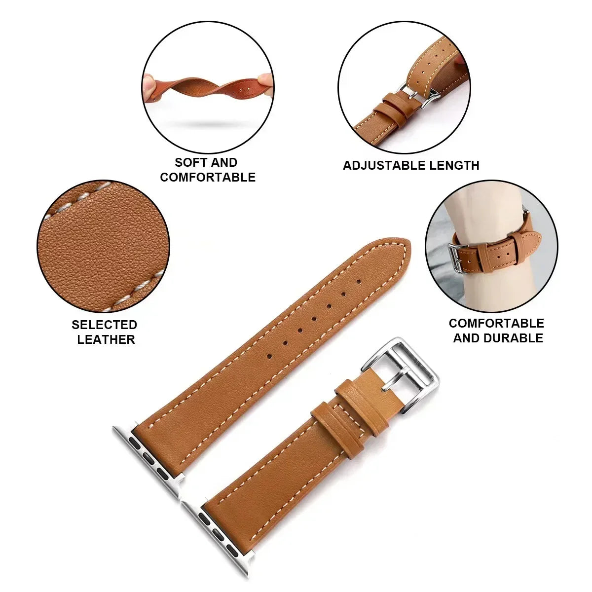 Leather band for Apple Watch 10 band 49mm 44mm 45mm 42mm 46mm 40mm 41mm Woman Man band Apple Watch Series 9 8 7 6 5 4 3 SE Band