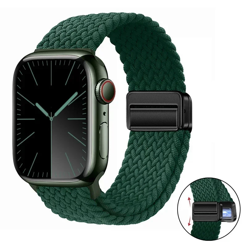Magnetic Braided band For Apple Watch band 46mm 42mm 45mm 41mm 44mm 40mm Ultra 2 49mm Nylon band Apple Watch 10 9 8 7 6 5 4 SE