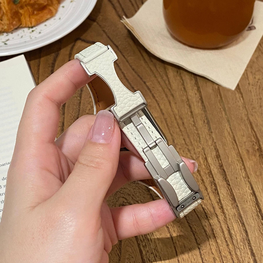 Women Leather band for Apple Watch 10 band 46mm 44mm 45mm 42mm 40mm 41mm Thin Magnetic band Apple Watch Series 9 8 SE 7 Watchband