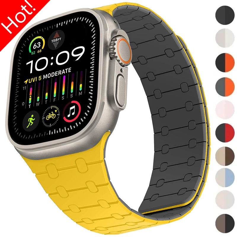 Magnetic Silicone band for Apple Watch Ultra 3 2 49mm 46mm 42mm 45mm 44mm sport band Apple Watch Series 11 10 9 8 7 6 SE 5 band