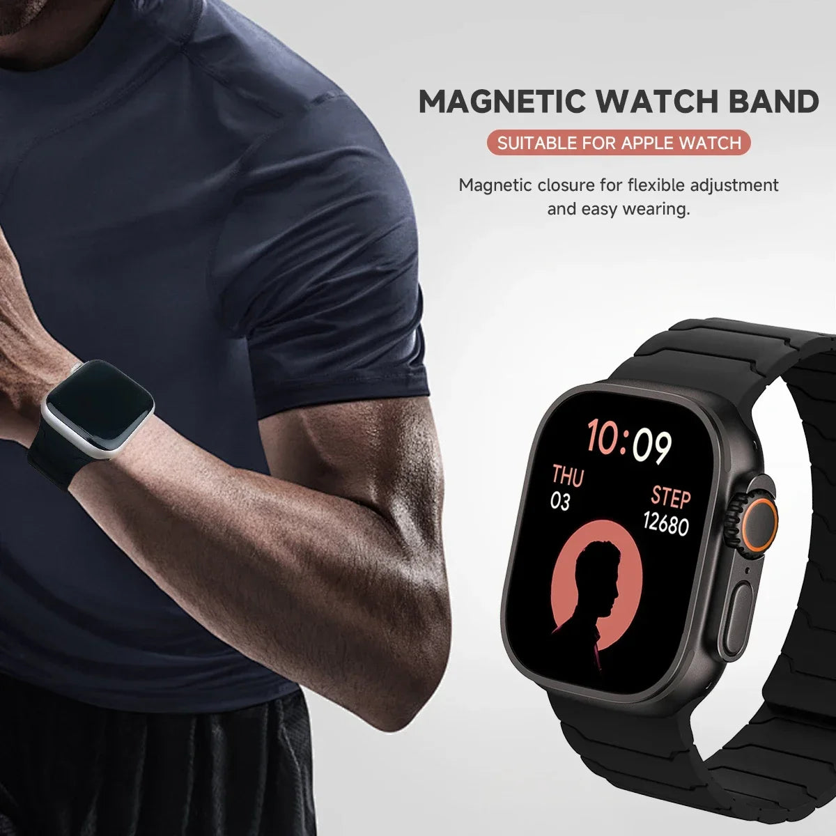 Magnetic band for Apple Watch band Ultra 2 49mm 46mm 44mm 41mm 45mm 42mm Silicone band Apple Watch Series 10 9 8 7 6 5 4 SE band