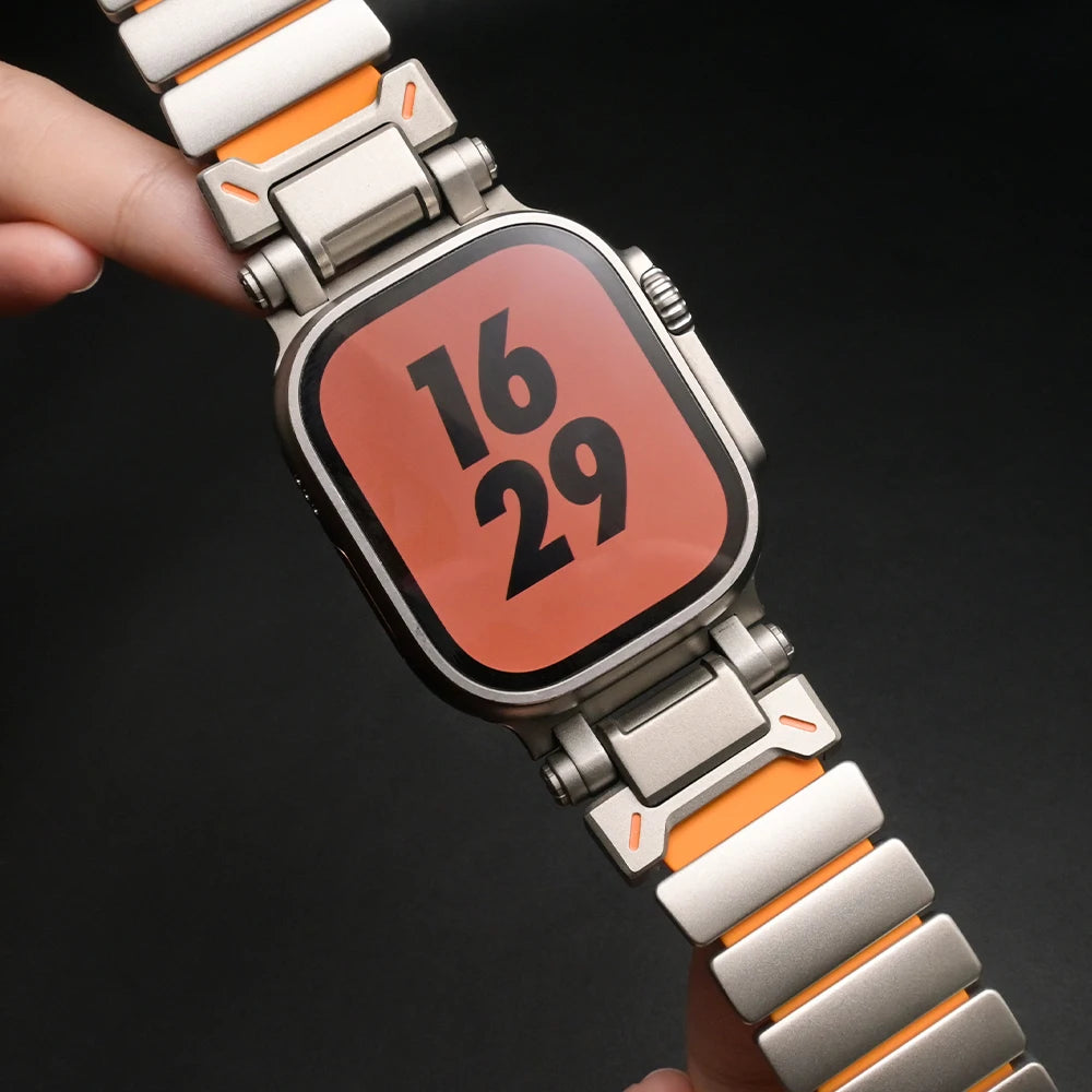 Magnetic Titanium band for Apple Watch Ultra 3 2 49mm Rubber Men band For Apple Watch 11 10 46mm 9 8 7 6 5 4 SE3 44mm 45mm band