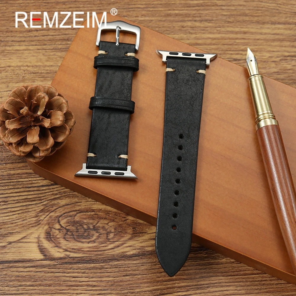 Cowhide band 49mm 46mm 45mm 44mm 42mm 41mm 40mm 38mm for Apple Watch Leather watch band for Apple Watch Series 1 10 Ultra SE 2 Watch Accesso